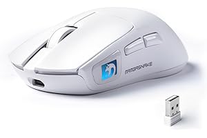 MAMBASNAKE M4 Ultra-Light Wireless Gaming Mouse, 53g, PAW3311 Sensor, 24000 DPI, Tri-Mode Bluetooth/2.4G/Wired, RGB Lighting, 400mAh Battery, 20M Clicks, for Gaming/Work - White