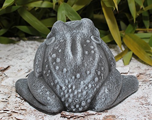Deko-figur Frosch sitzend klein in Schiefergrau, Stein-figur für Haus und Garten - 4