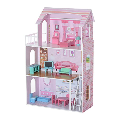 HOMCOM Large 13PC Furnitures Wooden Kids Doll House Children Girls Dollhouse Pretend Playset Entertainment Imagination Toy Game reviews HOMCOM Large 13PC Furnitures Wooden Kids Doll House Children Girls Dollhouse Pretend Playset Entertainment Imagination Toy Game