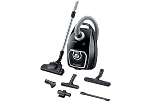 SIEMENS Staubsauger mit Beutel Z7.0 VSZ7X500, ideal für Allergiker, Hygiene-Filter, extrem leise, Bodendüse für Parkett, Teppich, Fliesen, XXL-Polsterdüse, XXL-Fugendüse, langes Kabel, 650 W, schwarz