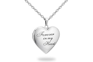 PHOCKSIN Heart Locket Necklace for Girls Silver Lockets for Women as Birthday Presents with Engraved Text Photo Locket that Holds Pictures