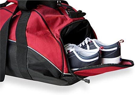Sports Bag- Gym Shoulder Bag- Zipped Shoe Compartment. Water Resistant- In 4 Colours (Red)