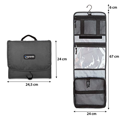 Travando ® Premium Kulturtasche zum Aufhängen | Faltbarer Reise Kulturbeutel mit Tragegriff | Multifunktionale Toilettentasche, platzsparende Kosmetiktasche, Waschtasche, Waschbeutel für Herren, Damen - 7