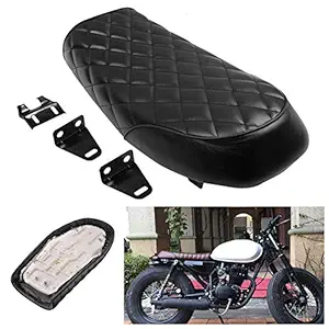 MAXBELL Soft Leatherette Motorcycle Seat Saddle fits Cafe Racer Black Line