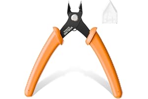 VCELINK Small Wire Cutter, Electrical Flush Cutting Plier 5 Inch for Cable tie/Crafting/Jewelry Making/3D Printer/Model, Durable Mini Wire Nippers with Labor Saving Design, Orange, 1 Pack