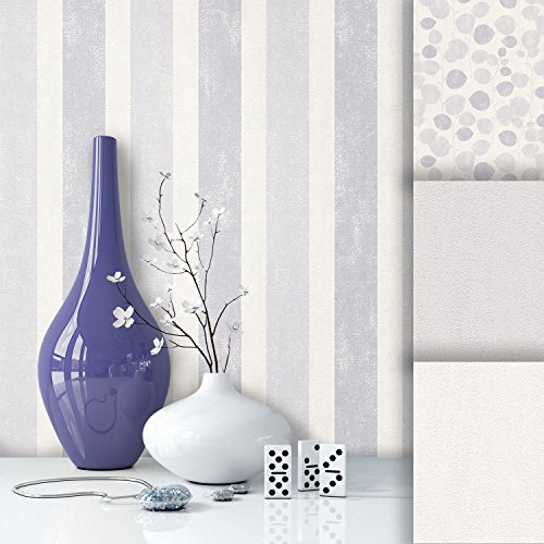 Tapete Edel Vliestapete Creme Grau Streifen , schönes Floral Design und purer Luxus Effekt , moderne 3D Optik für Wohnzimmer, Schlafzimmer, Flur oder Küche inkl.Newroom Tapezier Profibroschüre mit super Tipps