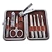 ETTG All in 1 Stainless Steel Personal Manicure Pedicure Ear Pick Nail-clippers Set Travel Grooming Kit Travel & Grooming Set Personal Care Tools with Leather Case (8 pcs-mini pack)