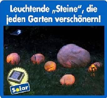 6 Solar LED Leuchtsteine mit Solarpanel & Lichtsensor Solarleuchten