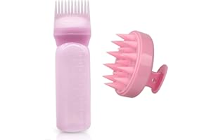 SHANBYE Hair Dye Brush Bottle, Scalp Massage Brush + Hair Oil Applicator Hair Dye Brush Bottle Shampoo Brush Applicator Brush Tip Tools Bottle