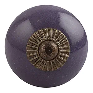 2 Pieces French Country knobs | Ceramic Drawer Pull Handles | Purple Key Handles for Dresser | Round Door Knobs for KidS Room | 3.81 cm Knobs