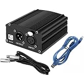 Neewer 1- Canal 48V Alimentation Fantôme Noir Avec Adaptateur Et Un Xlr Cable Audio Pour Tous Microphones A Condensateur Musique Dispositifs D Enregistrement