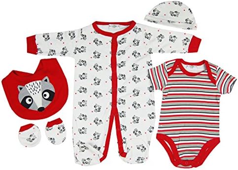 Presents Gifts For Newborn Baby Boys Girls Toddler Unisex Cute Clothing Sets 3-6 Months Outfits Bundles Pack Cream Raccoon Animals First Christmas Xmas Christening From Aunty Uncle