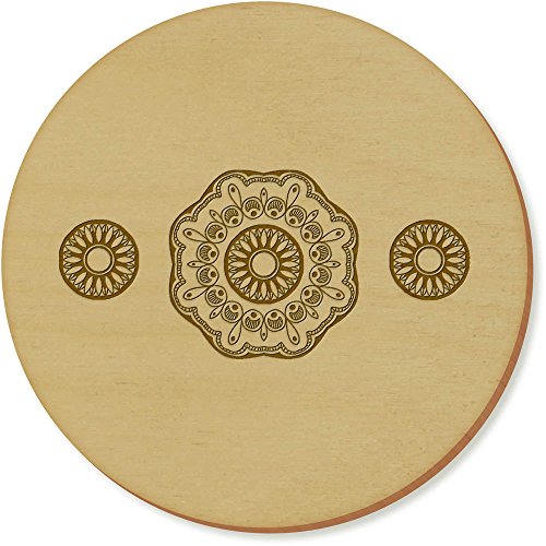 6 x 'Floral Mandala Pattern' 95mm Round Wooden Coasters (CR00077050)