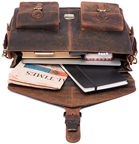 LEABAGS Dayton Aktentasche aus echtem B  ffel-Leder im Vintage Look - Rouge