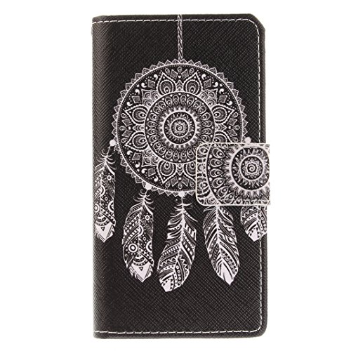 Sony Xperia X Compact Lederhülle, Asnlove PU Ledertasche Schutzhülle + Weich Hülle Stand Feature Flipcase Tasche Leather Case mit Standfunktion Tablet Etui mit Karte Slots für Sony Xperia X Compact (nur für Xperia X COMPACT geeignet ) – Weißer Traumfänger - 2