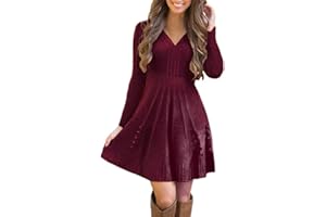 ORANDESIGNE Maglione Manica Lunga Donna Semplice Maglia Vestito Knit Pullover Magliette Invernali Casual Mini Abito Tinta Unita