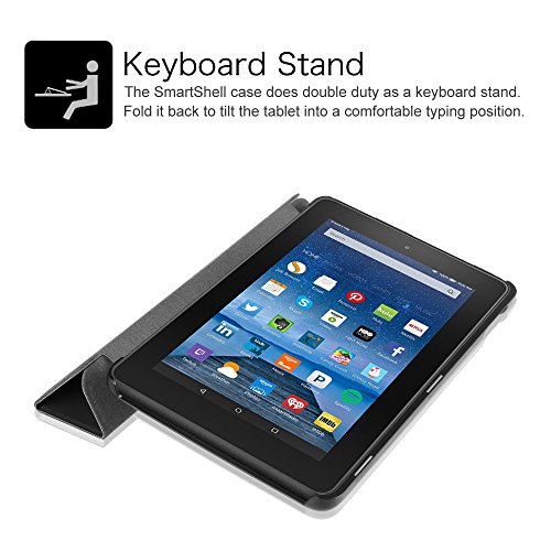 Fintie Fire 7 2015 Hülle – Ultra Slim Lightweight Schutzhülle Tasche Smart Shell Case mit Standfunktion für Amazon Fire 7 Zoll (5. Generation – 2015 Modell) Tablet, Schwarz - 7