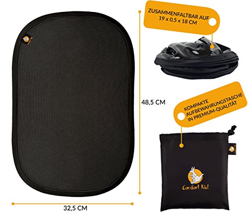 Auto Sonnenschutz Baby für Seitenfenster (3er-Pack) | Comfort Kid Selbsthaftende Auto Sonnenblende für Kinder – 48,5 cm x 32,5 cm | Seitenscheibe Autosonnenschutz passt universell - 4