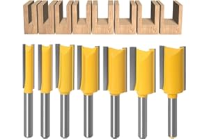 WSOOX 1/4 Inch Shank Straight Router Bit Set, 7 pcs Straight Milling Cutter Woodworking Slotting Router Bits