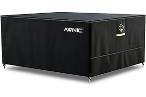 AWNIC Copertura Tavolo Esterno Impermeabile, Resistente ai Raggi UV Resistente allo Strappo Copertura per Mobili da Giardino, 420D Poliestere Telo Copri Tavolo Esterno 250x210x71cm