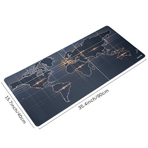 JIALONG Weltkarte World Map Maus Mate Extended Gaming mauspad XXL 90x40cm Wasserdicht Mouse Pad Desk Mat Rubber Base für Computer, PC und Laptop - 2