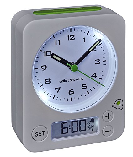 TFA Dostmann 60.1511 COMBO Funkwecker mit analoger Uhrzeit und digitaler Weckzeit, besonders leise und genau, Kunststoff, weiß, 9 x 4 x 11.5 cm - 2