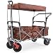 Produktbild IMLEX Bollerwagen mit Schiebe und Zieh Funktion IM-3004 Braun faltbar Handwagen Strandwagen mit Dach und Feststellbremse