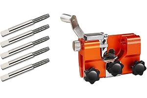 Iyalezirk Bärbar Kedjesåg Kedjeslipningssats Kedjeslipare Jig Orange med 5 Slipstänger för Kedjor och Elektriska Sågar
