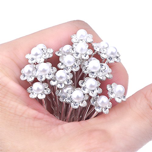 eBoot Hochzeit Brautperlen Haarschmuck Strass, Weiß, 20 Stück - 6