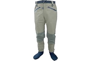 DUNSBY Waders Pesca Pantaloni da trampoliere Traspiranti Impermeabili a 4 Strati in Vita Stockingfoot Wader durevoli for Abbigliamento da Kayak da Pesca a Mosca(Light Green,L)