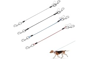 XFSRG 4 Pezzi Guinzaglio per Cani Cavo in Acciaio Resistente Antimorso Gancio Girevole a 360 Gradi Adatto per Gatti e Cani
