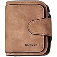 INOVERA (LABEL)Women's Vegan Leather Tri-fold Fashion Card Coin Holder Small Wallet (KK29), Brown, 11.5L x 3B x 10H cm, Minimalist