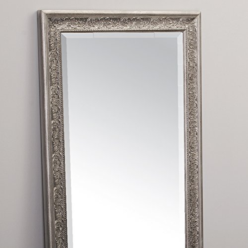 Pompöser Barock Spiegel FIORA 130x50cm antik-silber ANTIK Holzrahmen - 4