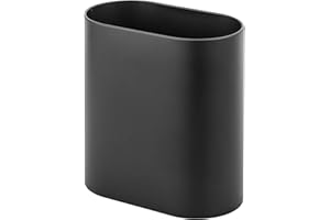 mDesign cestino spazzatura in metallo – Perfetto sia come cestino gettacarte che per la raccolta rifiuti – Di forma ovale, per cucina, bagno, ufficio, camera – nero