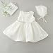Sequins Belt Lace Satin Ivory Baby Girl 1st Birthday Dress with Bonnet 1509 0-3
