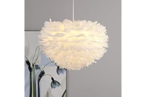 LANEKD LED Suspension Plafonnier Moderne Salon Plume Décoration Pendentif Lumière Salle à Manger Ronde Lustre Prise E27 Facile à Nettoyer (φ50cm)