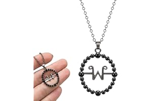 KEQAR 1 Pcs "W" Wednesday Cosplay Zubehör Addams Halskette Unisex Fans W Symbol Persönlichkeit Anhänger Für Mann Und Frau Gothic Lolita Halskette Halloween Dekoration