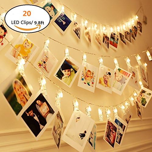 OrchidBest 20 LED Photo Clip String Lights Battery Powered for Hanging Photos Paintings Pictures Christmas Cards and Memos, Indoor/Outdoor Décor Lights for Bedroom Propose Wedding Party Garden Dormito