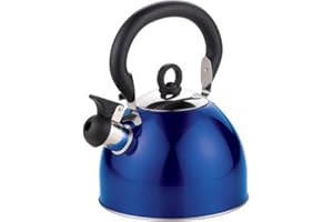 Prima Kitchenware 11172C 2.5Ltr S/S Whistling Kettle Metalic Blue, Stainless Steel, 7 Cups