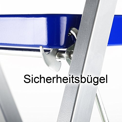 Klapptritt / Haushaltsleiter 2-, 3- oder 4-stufig aus Stahl in Silbergrau / Blau (4-Stufig) - 4
