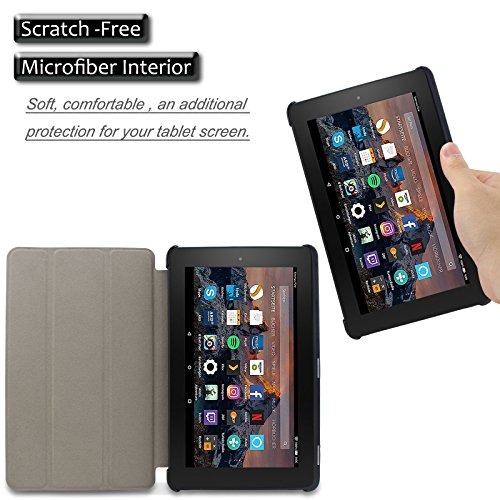 Amazon Fire 7-Hülle (7-Zoll-Tablet, 7. Generation – 2017) – Infiland Ultra Dünn Tri-Fold Muschel PU Leder Ultra Schlank Superleicht Ständer Shell Cover Schutzhülle Etui Tasche für Das neue Fire 7 (2017), 17,7 cm (7 Zoll) Display Tablet(Grün) - 4
