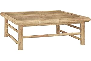 vidaXL Mesa de Jardín Taburete Comedor Cocina Patio Terraza Balcón Camping Mobiliario Muebles Soporte Exterior Duradera de Bambú 65x65x30 cm