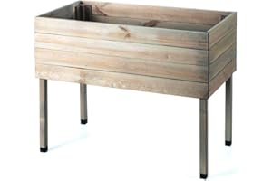 Zestri Hochbeet mit Füßen imprägniert Grau | 100x50x80 cm aus Holz | Garten Terrasse Balkon | Kräuterhochbeet Kräuterbeet Gemüsebeet