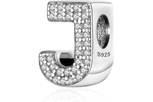 Symretie Colgante de plata 925 para mujeres con letras de la A a la Z, compatible con pulseras y collares de estilo Pandora y europeo. Adecuado para mujeres y niñas.X222