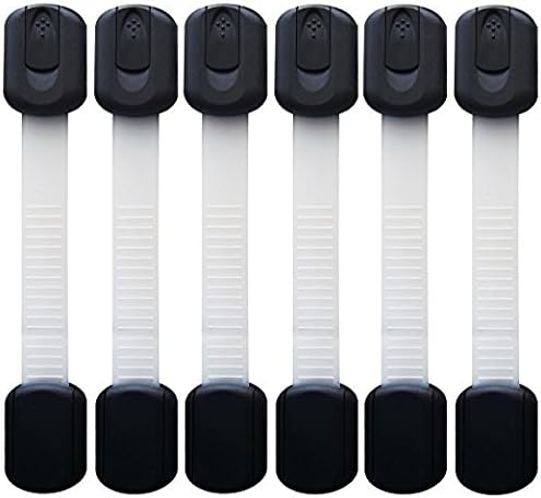 Fomzoon Baby Safety Locks Cabinet Latch | Childproof Pet Proof Cupboards, Drawers, Fridge, Oven | Strong 3M Adhesive, No Tools Needed - 6 Pack (Black)