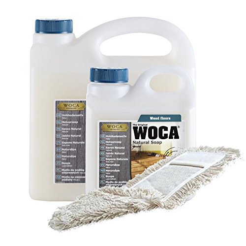 Woca Holzbodenseife Natur 2x3 Liter Aktion - 6 Liter Holzbodenseife inkl. Wischmopp