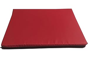 GRIZZLY FOAM 4cm Thick Waterproof Seat Pad Chair Cushion Kitchen Dining Living Room Patio Garden Rattan Furniture Foam Filled Strong Fabric Removable Zip Cover (Red, 36 x 36cm / 14" x 14")