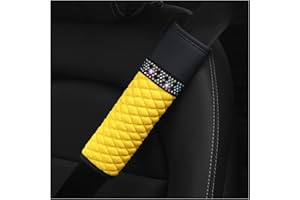 CGEAMDY 2 Piezas Protectores Cinturon de Seguridad, Protector Cinturon Coche para Adultos, Protector Cinturon Coche Niños Protegen Hombro Cuello, Almohadillas Cinturón Seguridad Suave(Amarillo)