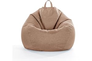DOTBUY-SHOP Pouf Poltrona a Sacco Gigante,Colore Solido Bean Bag Bambini & Adulti (Senza Imbottitura), Morbido e Accogliente Puffo per Sedersi Poltrona da Lettura per Soggiorno (M,Marrone Lino)
