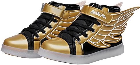 UDreamTime Kids 7 colors LED Flashing Sneakers Sport Shoes with Wings Gold EU32